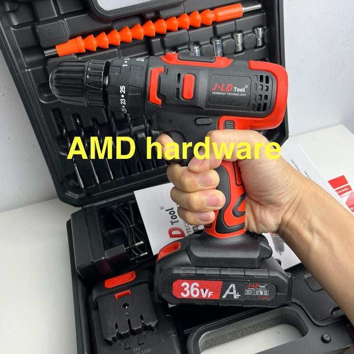 Hemat Jld Bor Tembok Cordless Impact 10Mm Brushless Baterai 12V + Mata Sock