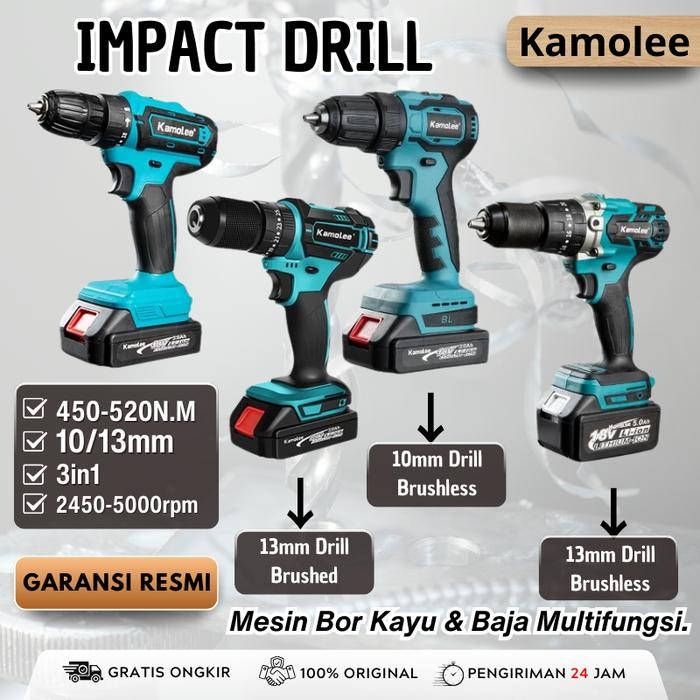 Terbaik Bor Listrik Cordless Impact Drill-Kamolee Ddf485 Torsi Max 450N.M
