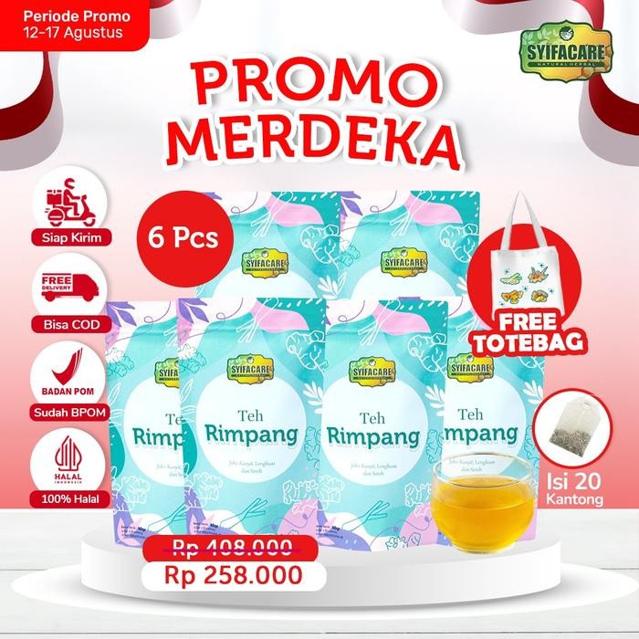 

[BPOM] Paket 6 Pcs Teh Rimpang Syifacare - Minuman Instan Rempah Alami Jahe Kunyit Lengkuas Sereh -