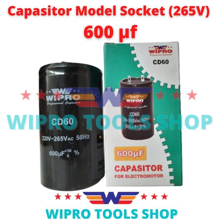 KAPASITOR CAPASITOR MODEL SOCKET 265V - 600 MF UF WIPRO