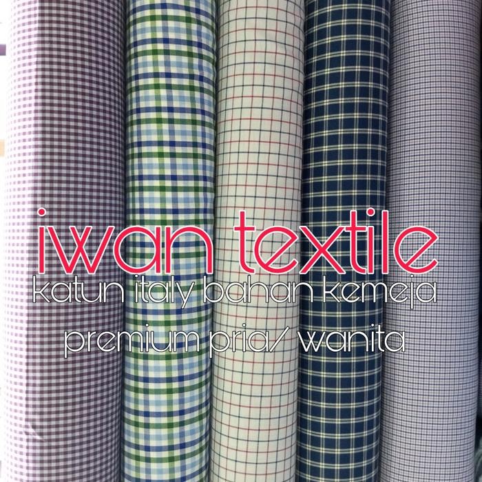 

Kain Bahan Kemeja Pria / Wanita Kotak Kotak Katun Italy Import