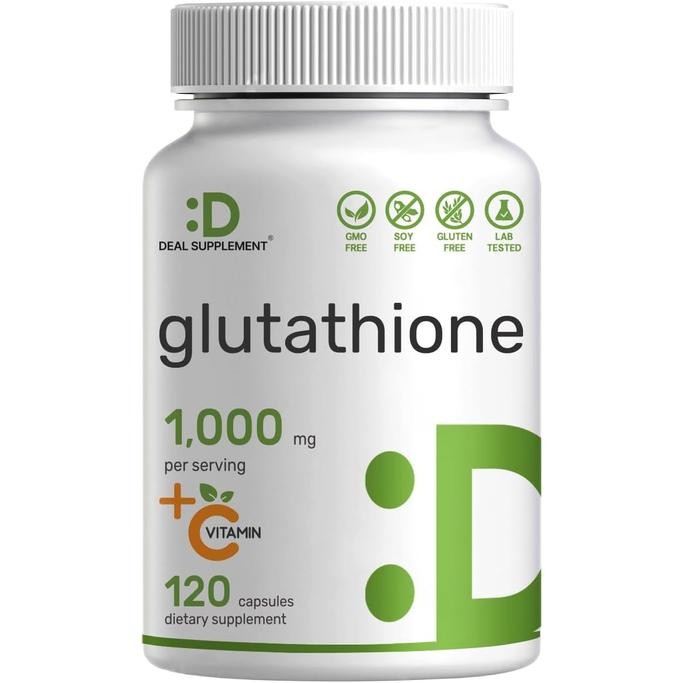 Glutathione 1000Mg 98% Purity Deal Supplement Glutathione Plus Vitamin C 500Mg, 120 Caps Active