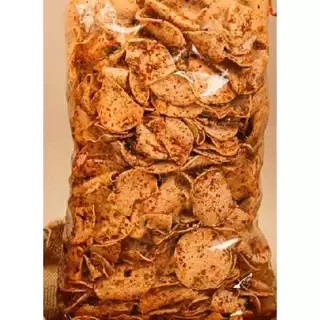 

basreng keripik/basreng bulat/basreng koin Renyah pedas daun jeruk bumbu melimpah