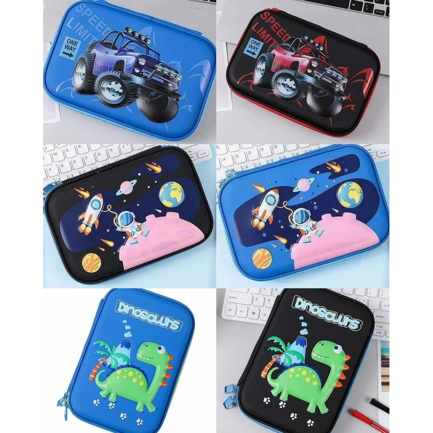 

New Kotak Pensil 3D Timbul Anak Laki Tempat pensil Dino Astronot Mobil