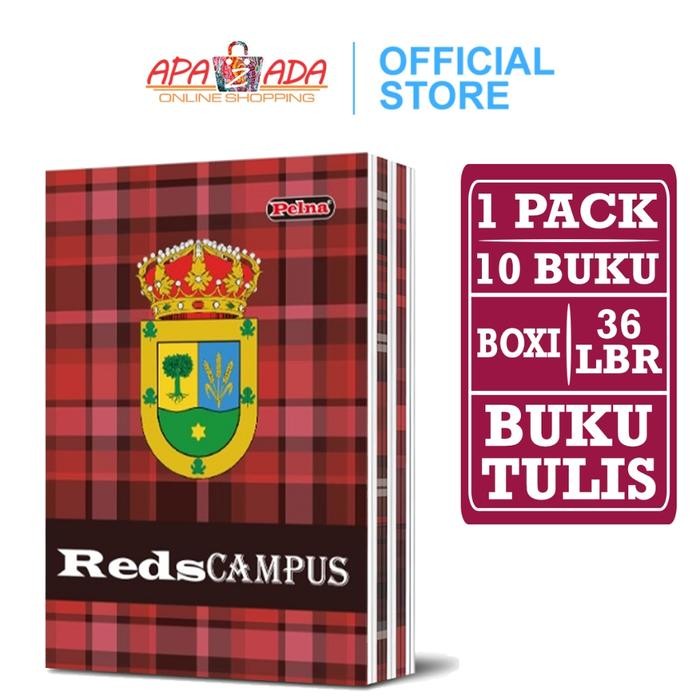 

New Apazada - Buku Tulis Boxy Reds Campus 36 Lembar Murah [1 Pack - 10 Pcs Buku] / Buku Tulis