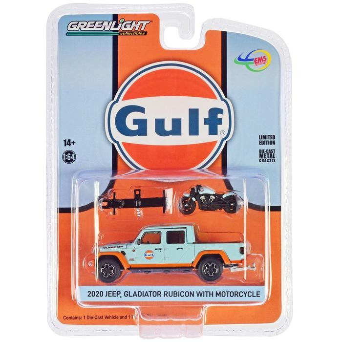 51524 Greenlight 2020 Jeep Gladiator Rubicon Motorcycle GULF Diecast