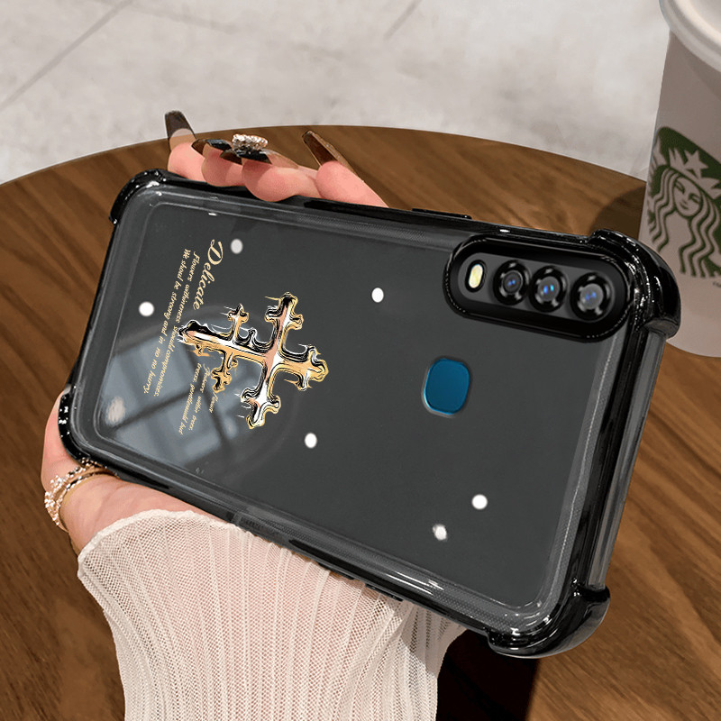 Casing Hp untuk VIVO Y17 Y15 Y12 Y3 Y3s 2020 Y12i Case pola salib Kasing Perlindun Anti-Drop airbag 