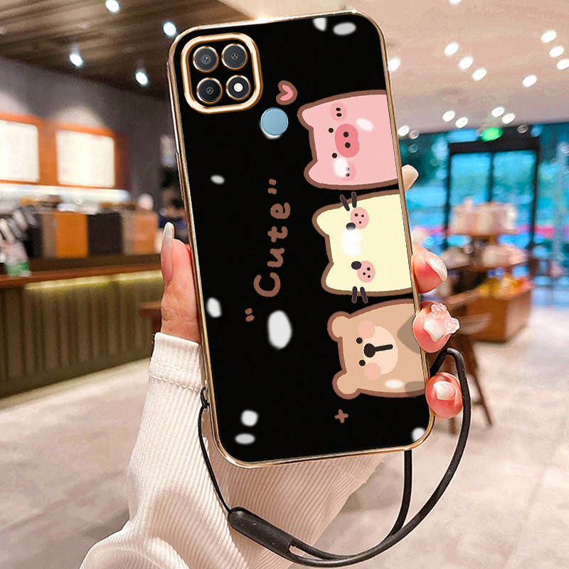 Casing Hp Untuk OPPO A15 A15s A35 Case Casing pola binatang lucu Kesing HP Cesing tali berlapis Kasi