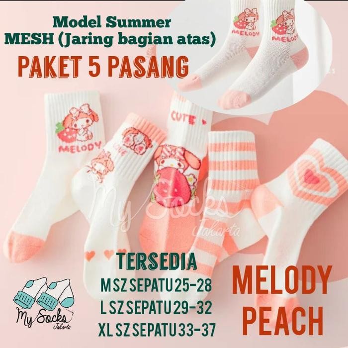 kaos kaki anak perempuan sanrio cinnamoroll melody kuromi model tipis