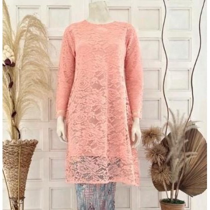 KEBAYA BRUKAT TUNIK GAMIS MUSLIM MODERN WARNA NAVY ATASAN JUMBO