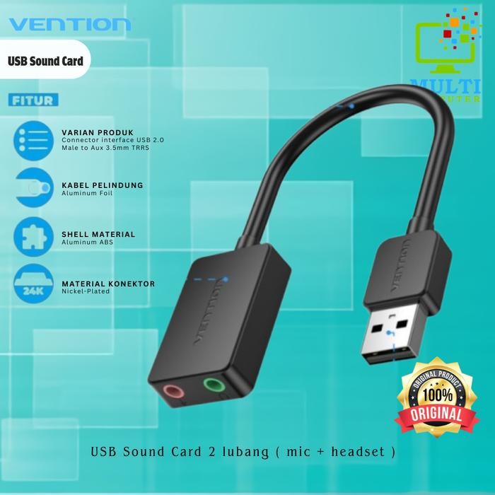 Vention CDY USB Sound Card 2 lubang ( mic + headset )