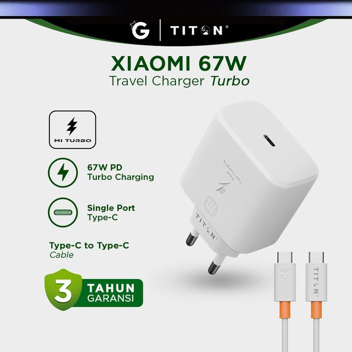 Tersedia Titon 67W Original Turbo Charging Type C To Type C