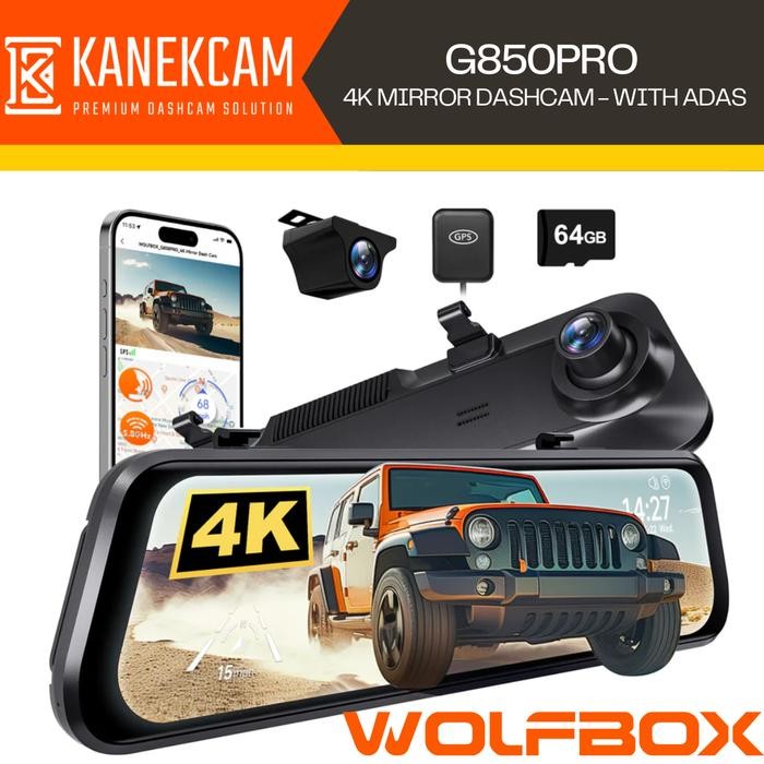 DASHCAM WOLFBOX G850PRO KAMERA MOBIL MIRROR DASHCAM 4K DENGAN ADAS