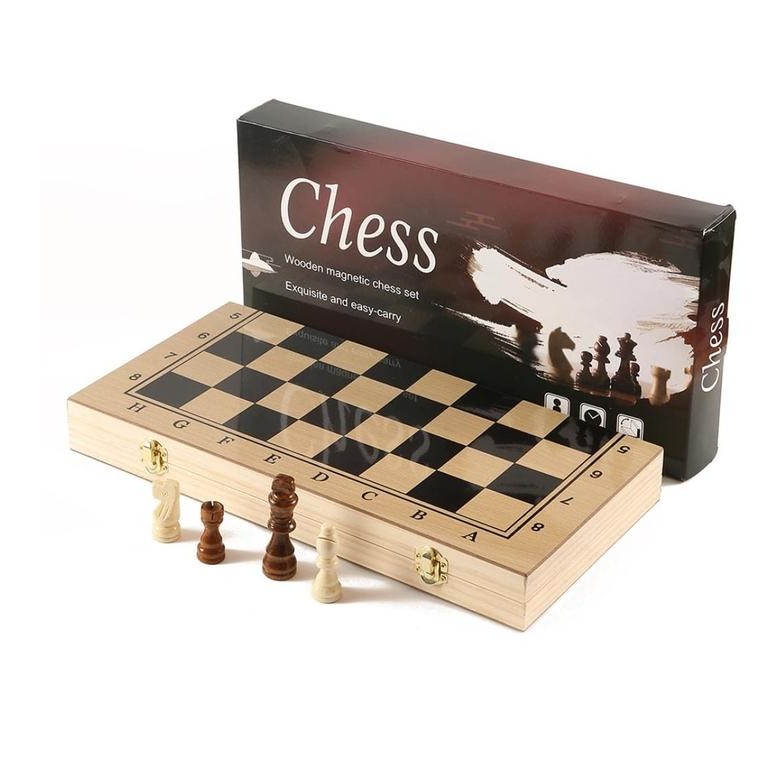 Set Catur Magnetik Kayu Lipat Chess Wooden Magnetic Chess Set