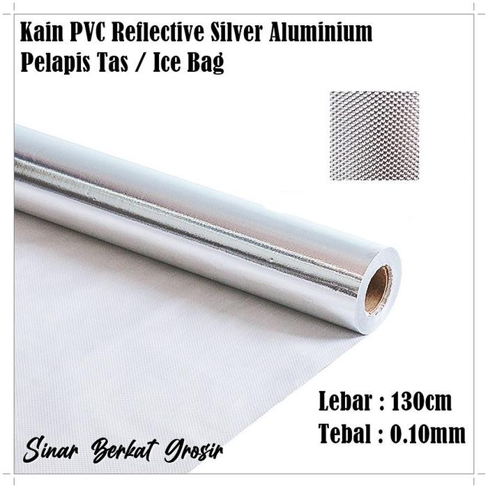GGAF Kain Pvc Reflective Silver Aluminium / Plastik Bintik Silver Lapis Tas