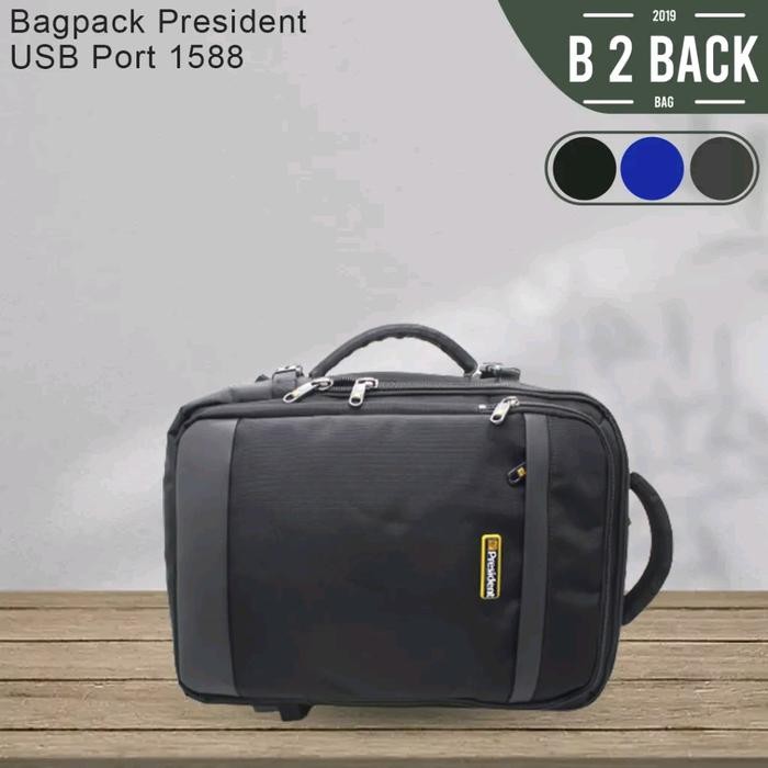 Tas Ransel President 1588 Backpack Laptop Pria Wanita Anti Air