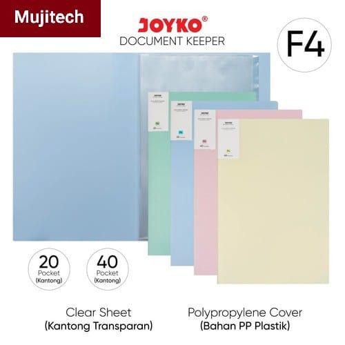 

ID JOYKO DOCUMENT KEEPER F4 20/40/60 POCKET CLEAR HOLDER MAP FILE DOKUMEN