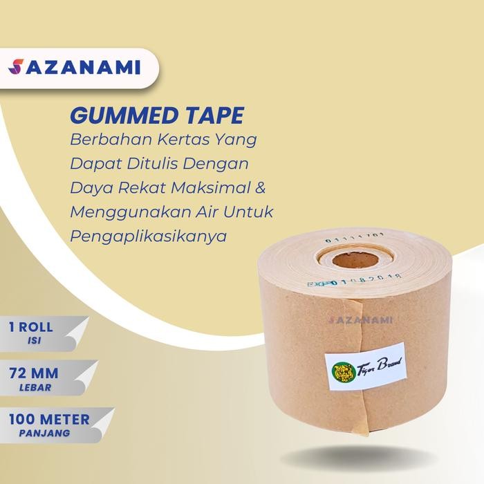 

ID LAKBAN AIR 3" INCH X 100M GUMMED TAPE TIGER CRAFT PAPER KRAFT TAPE