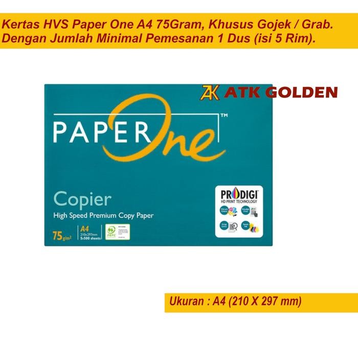 

KOIC Kertas Hvs A4 75Gsm Paper One Khusus Gojek/Grab