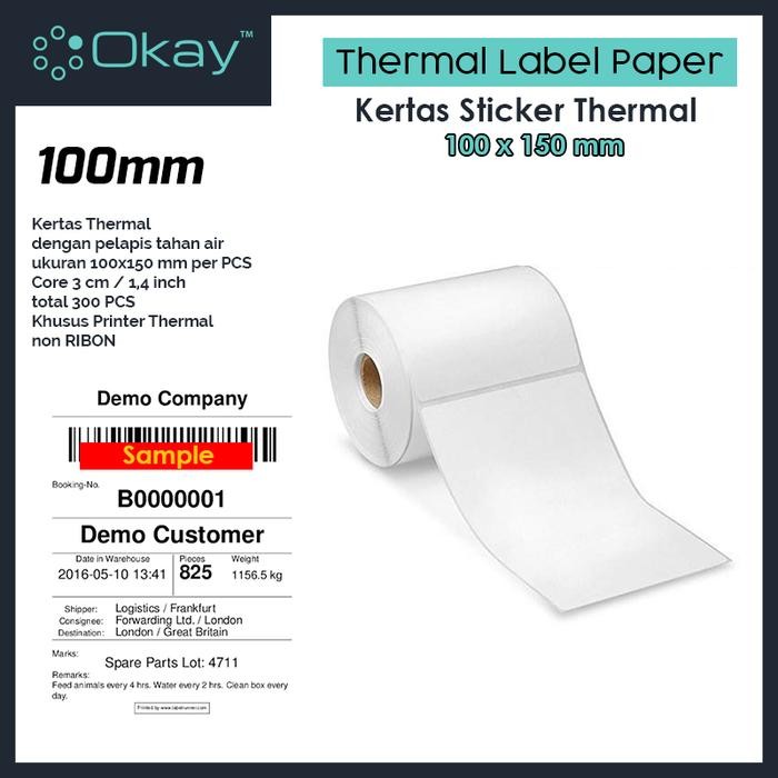 

KOIC Kertas Thermal Label 100X150 Mm Sticker Label Isi 300 Pcs