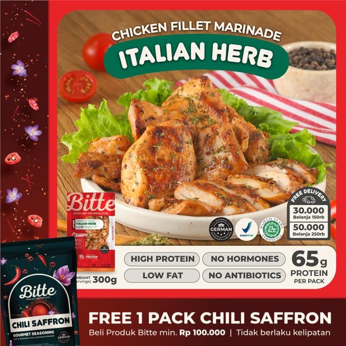 

bitte food italian herb chicken fillet marinasi 300g ayam filet sehat high protein low fat stok