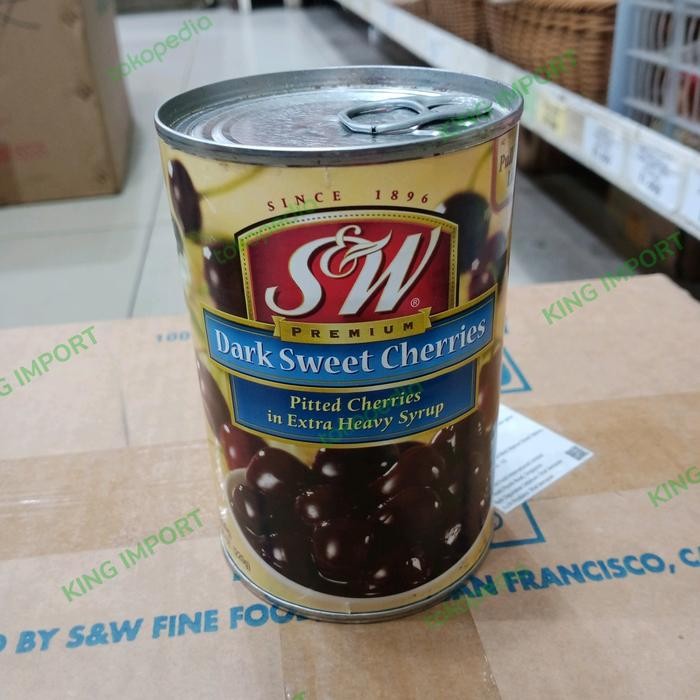 

dark sweet cherry s&w premium 439gr - cherry hitam kaleng stok terbatas