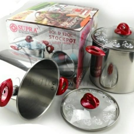 Bisa Gosend Stock Pot Supra Stainless Steel Tutup Kaca Renda 8/12 Qt Sp-812-Spgl