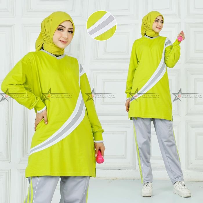 Baju Olahraga Senam Set Training Olahraga Wanita Muslimah / Setelan Kaos Olahraga Muslimah