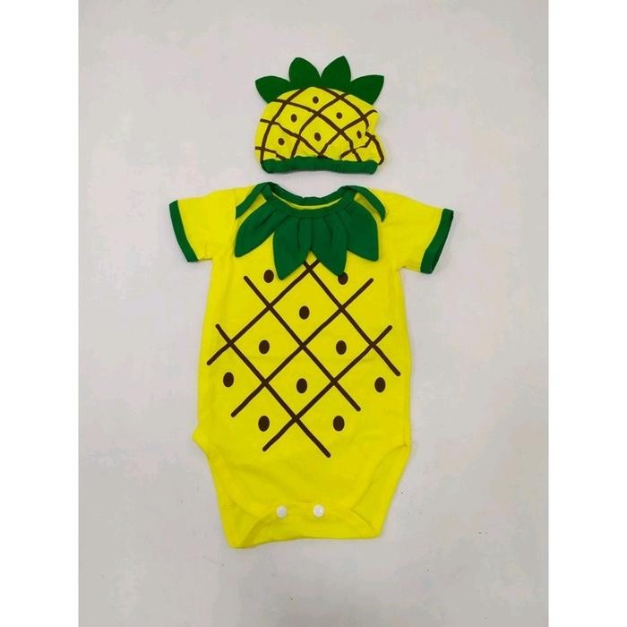 Promo Jumper Bayi Motif Nanas / Baju Bayi Lucu Motif Nanas / Jumpsuit Nanas / Baju Anak Lucu / Baju