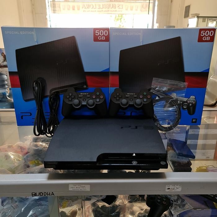 SIAP KIRIM PS3 SLIM SERI 25XX 500GB FULL GAME + 2 STIK
