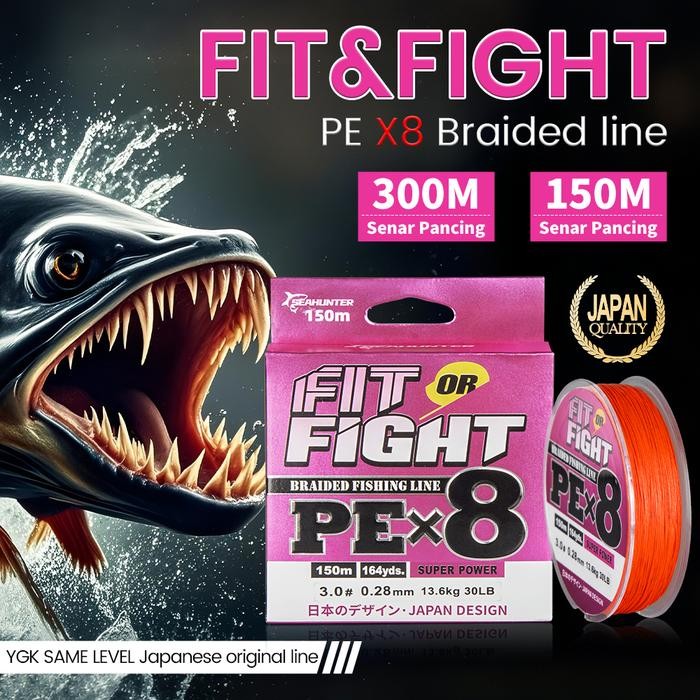 Kemasan baruKASTKING Fit&Fight PE X8 150m/300m Senar Pancing, Tahan Aus Senar PE X8 Hijau Merah Anti