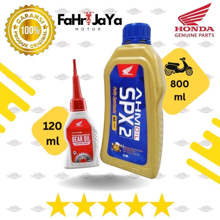 Oli SPX2 10W-30 Matic Honda 0.8 Liter +AHM Gearbox Oil 120Ml Untuk Motor BeAT Street Spacy Scoopy
