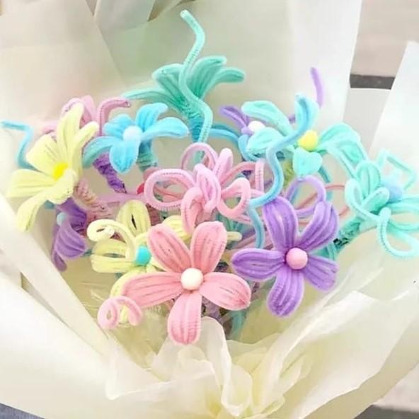 

New Kawat Bulu Mercy Warna Pastel Pipe Cleaner Warna Soft Pink Muda Size 30 Cm