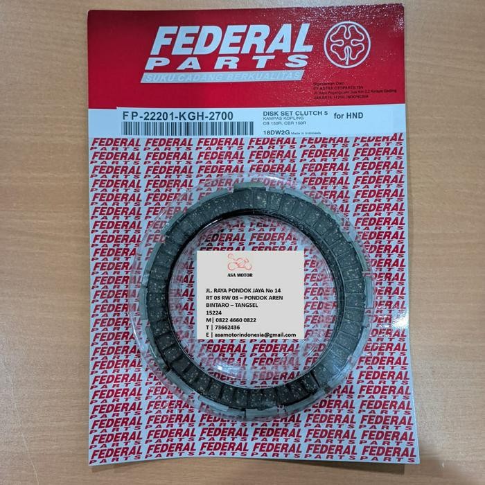Kampas Kopling Set Federal Untuk Motor Cb150R Streetfire/Cbr 150R