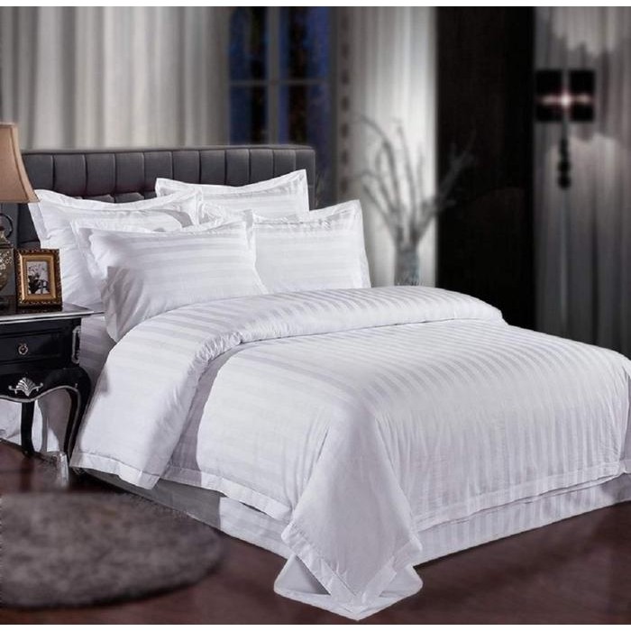 BEDCOVER SET MICROTENCEL SALUR PUTIH // BEDCOVER HOTEL MEWAH SALUR PUTIH