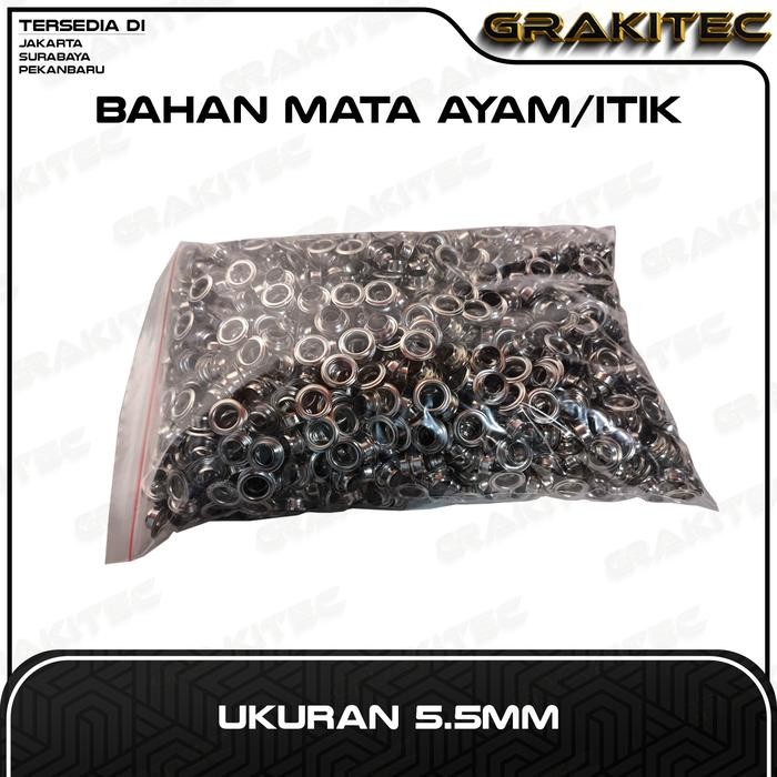 

Bahan Ring Mata Ayam Eyelet 5.5 / 10 MM isi 1000pcs Anti Karat Grakitec
