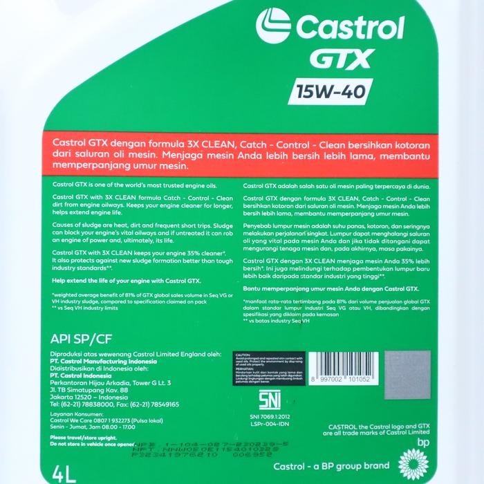 Oli Castrol GTX 15W-40 4 Liter Bensin - Castrol GTX 15W-40 Gasoline