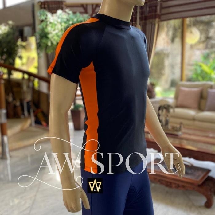 Kaos jersey sepeda lengan pendek/kaos sepeda hitam orange