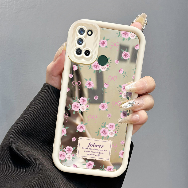 Casing Hp Realme 7i Realme C17 Case Casing Tulip ungu pola Kesing HP Cesing cermin Kasing Silikon So