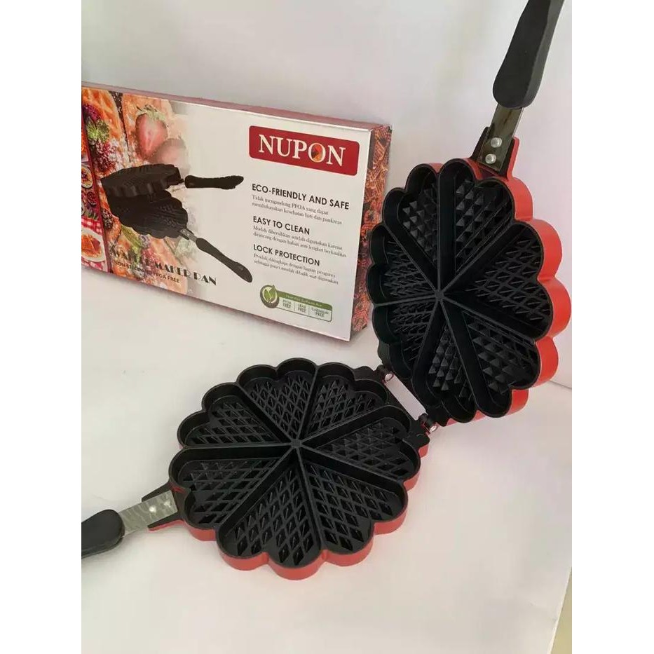 Cetakan Waffle hati bahan tlon - waffle maker NUPON -Cetakan waffle Croffle Alat Masak Waffle Hitam