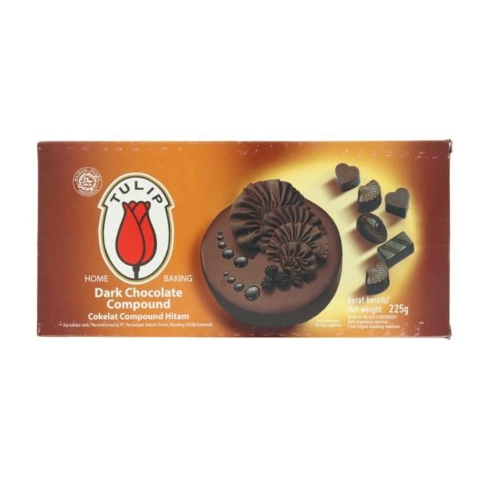 

LEZAT- Tulip Coklat Dark Blok 225Gr X 1, Bisa Diserut, Dilumerkan U/ Cake