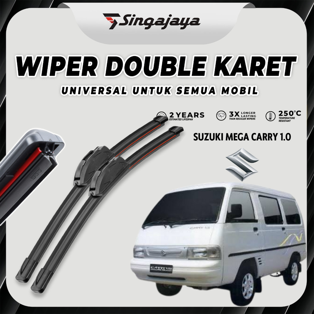 Wiper Mobil Suzuki Carry 1.0 Double Karet Pembersih Kaca Depan Mobil 1 Set Kanan dan Kiri