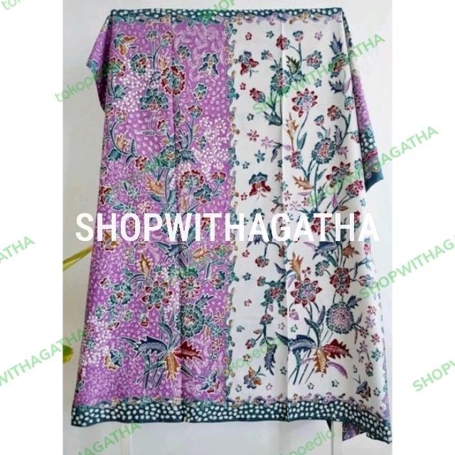 kain batik tulis lasem ungu putih