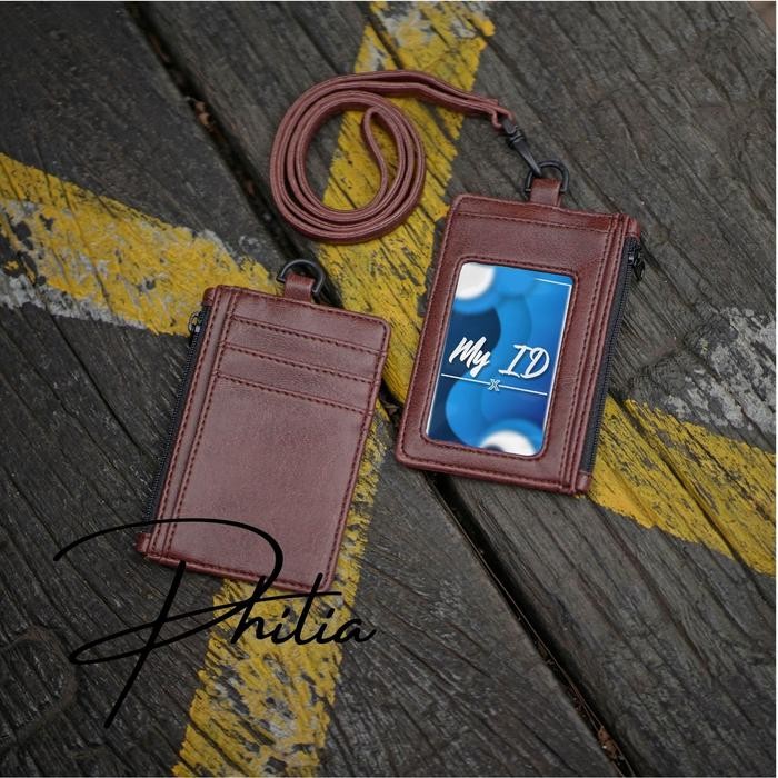 

promo id card lanyard + card holder 8 slot kartu kantor - tali multifungsi