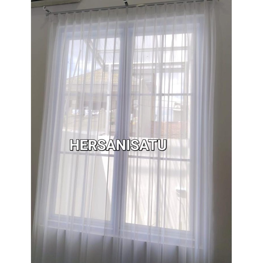 PROMO KAIN GORDEN VITRASE POLOS PUTIH TRANSPARAN JENDELA PINTU PURING KUALITAS GRADE A KEMBANG 3