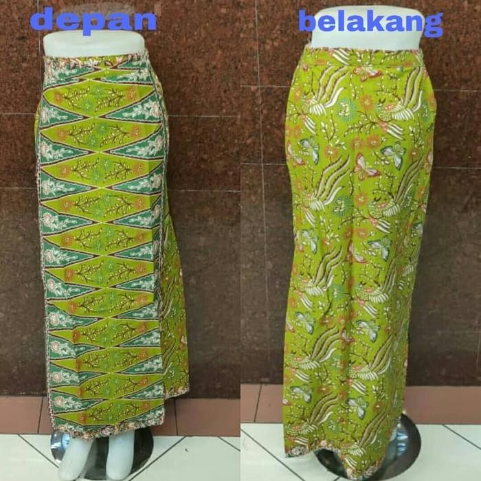 rok batik sarung tumpal betawi motif kupu-kupu cap cent warna hijau