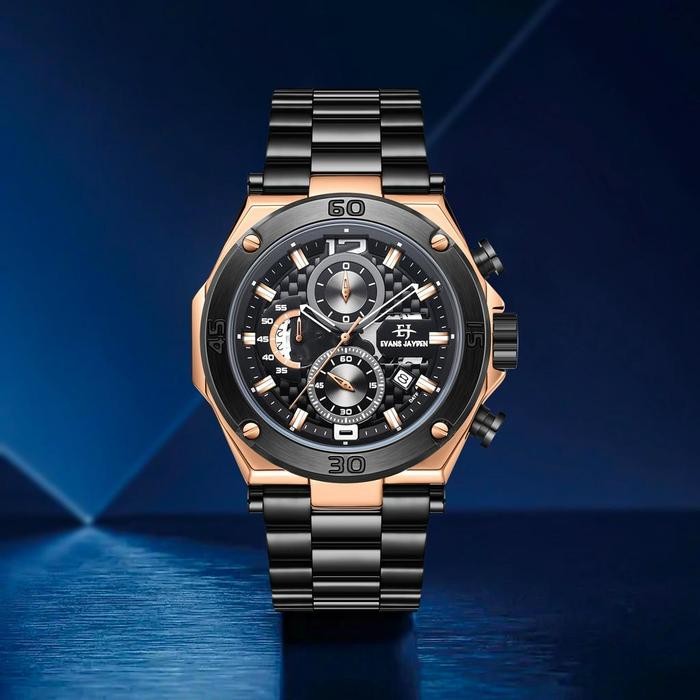Buy 1 Get 1 Evans Jayden Jam Tangan Pria Ej 9839 Rantai Stainless Steel Chronograph Kaca Sapphire