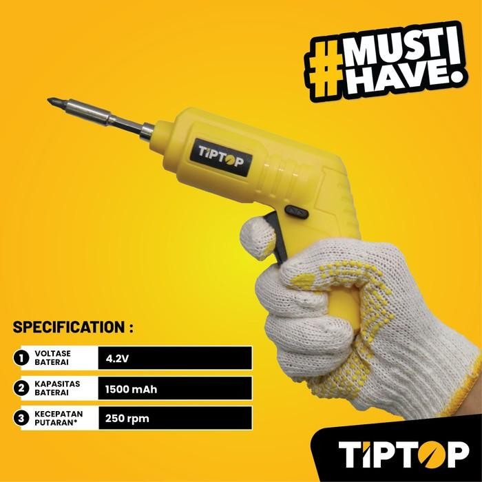 Tip Top Cordless Screwdriver / Obeng Baterai 4.2V (Bsd-042)