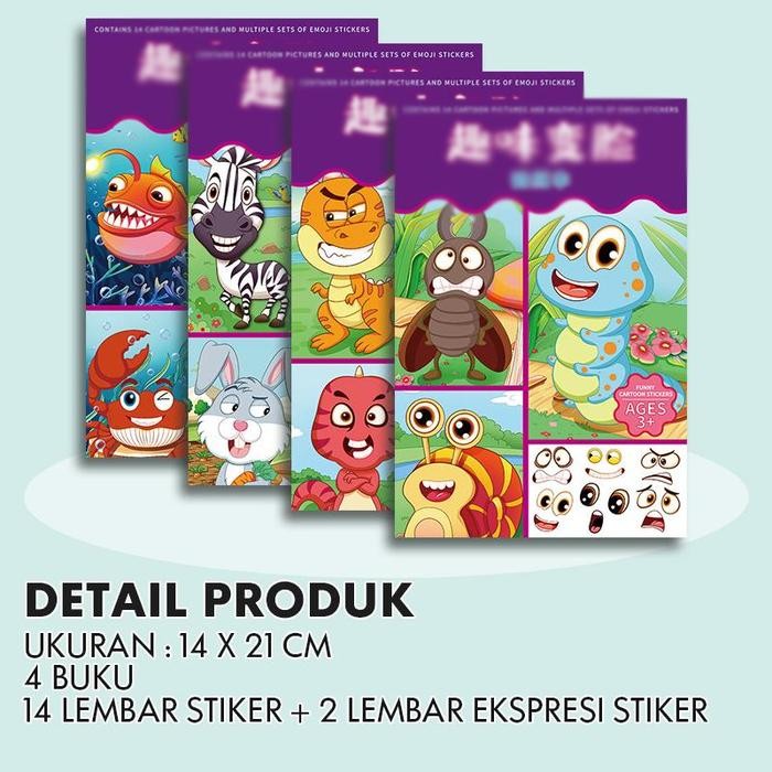 

Puzzle Sticker Wajah Motif Kartun Animal Dress Up Sticker Changing Stiker 4 Buku Sticker Ganti Anak