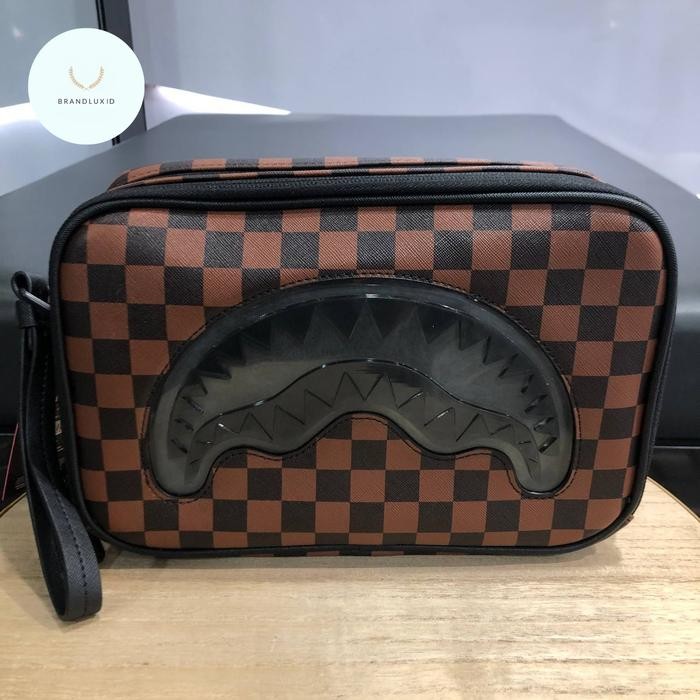 Sprayground Sharks In Paris Clear For Takeoff Toiletry Bag Brown